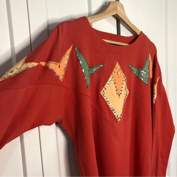 Vintage 80s western inspired bedazzled dolman long sleeve top / XS - Picture 2 of 7